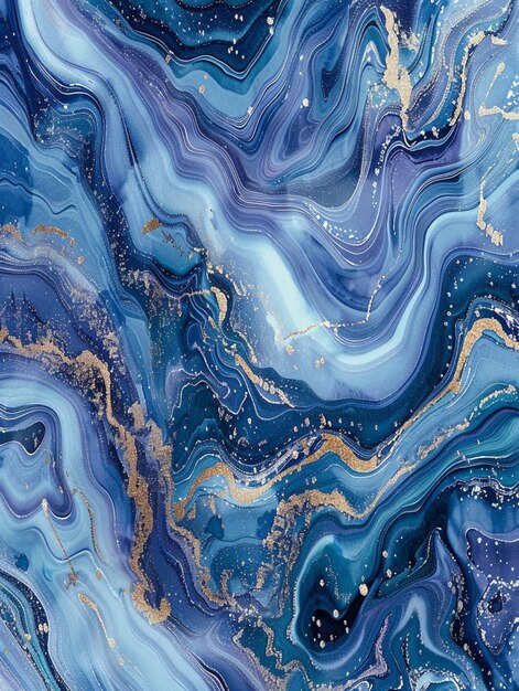 a close up of a blue and gold marble with a white background generative ai