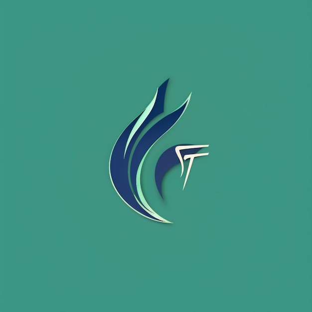 a close up of a blue and green logo with a bird generative ai