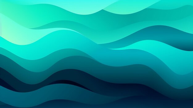 A close up of a blue and green wave pattern with a light green background generative ai