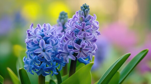 Close up on blue hyacinth flower in spring