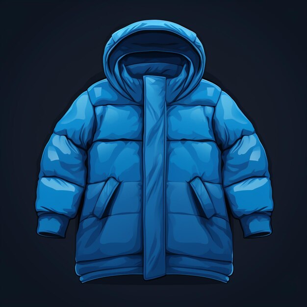 a close up of a blue jacket with a hood on a black background generative ai