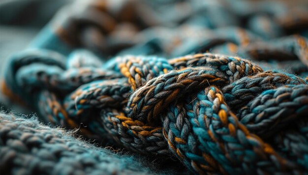 사진 가까운 파란색 뜨개질 스웨터 배경