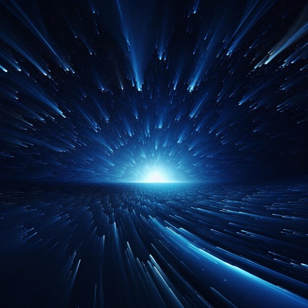 Близкий взгляд на синий свет в конце туннеля генеративный ai
