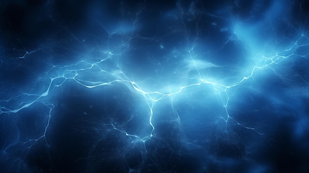 a close up of a blue lightning bolt in the sky generative ai