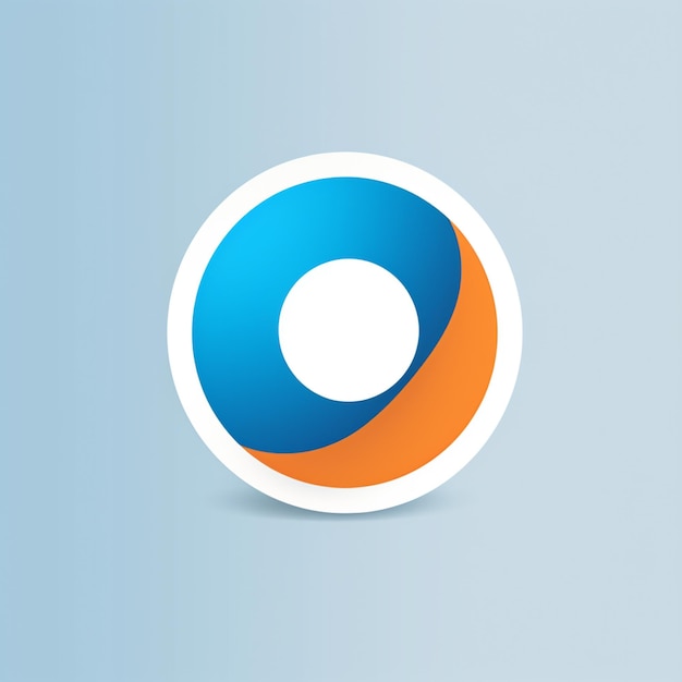 Photo a close up of a blue and orange circular logo on a blue background generative ai