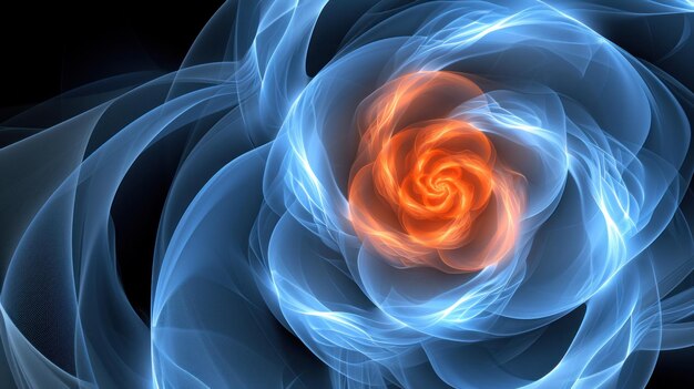 A close up of a blue and orange swirl in the middle ai