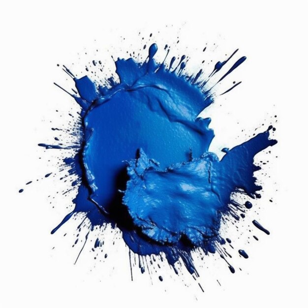 Photo a close up of a blue paint splattered on a white background generative ai