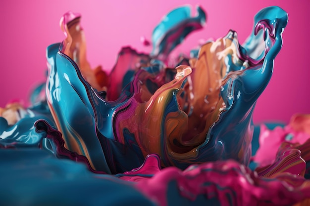 A close up of a blue and pink liquid generative AI