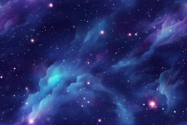 A close up of a blue and purple galaxy with stars generative ai