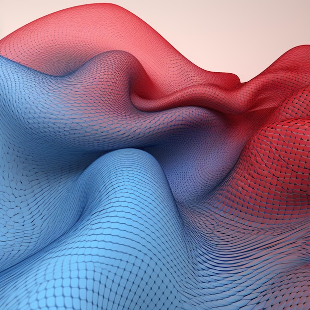 a close up of a blue and red fabric with a red design generative ai