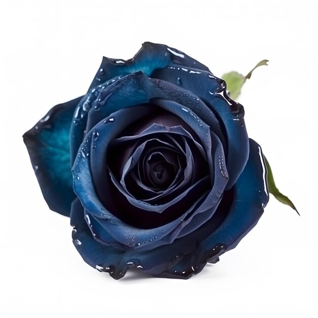 a close up of a blue rose with water droplets on it Generative AI