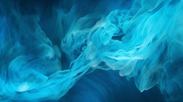 A close up of a blue smoke swirl in the air generative ai