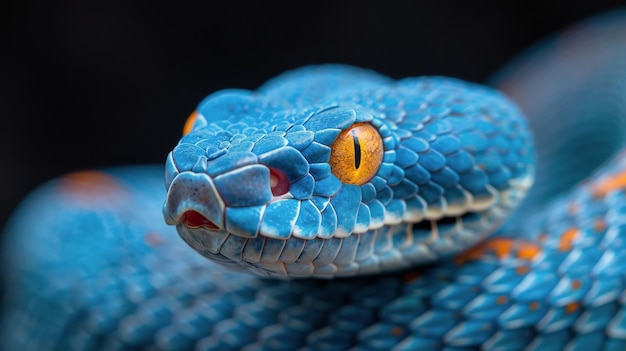 Photo close up of blue snake head