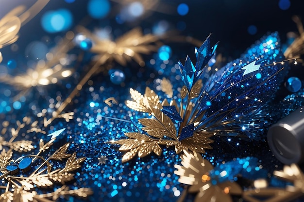 Close up on blue sparks and glitter