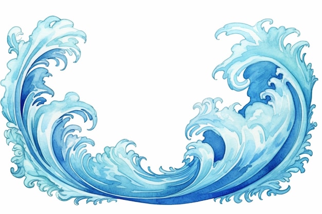 a close up of a blue wave with a white background generative ai