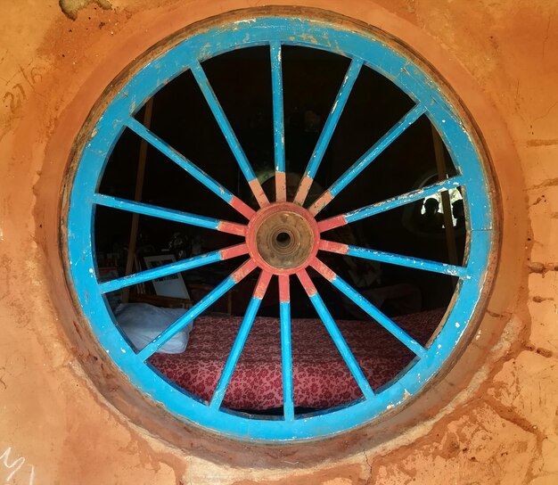 Close up of blue wheel