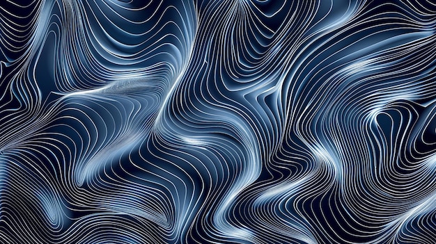 青と白の抽象的な背景のクローズアップと波状のラインの生成 ai