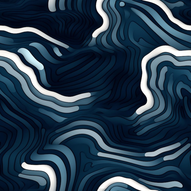 Близкий взгляд на сине-белый абстрактный фон с волнистыми линиями
