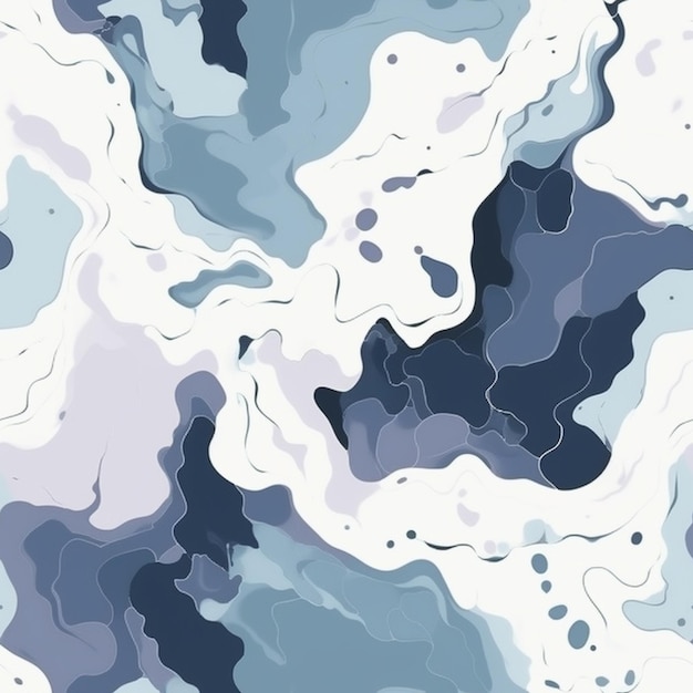 Крупный план сине-белой абстрактной живописи, генерирующей ай