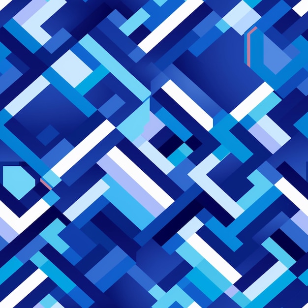 A close up of a blue and white abstract pattern with squares generative ai