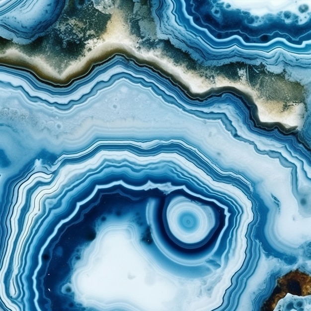A close up of a blue and white agate with a swirl generative ai