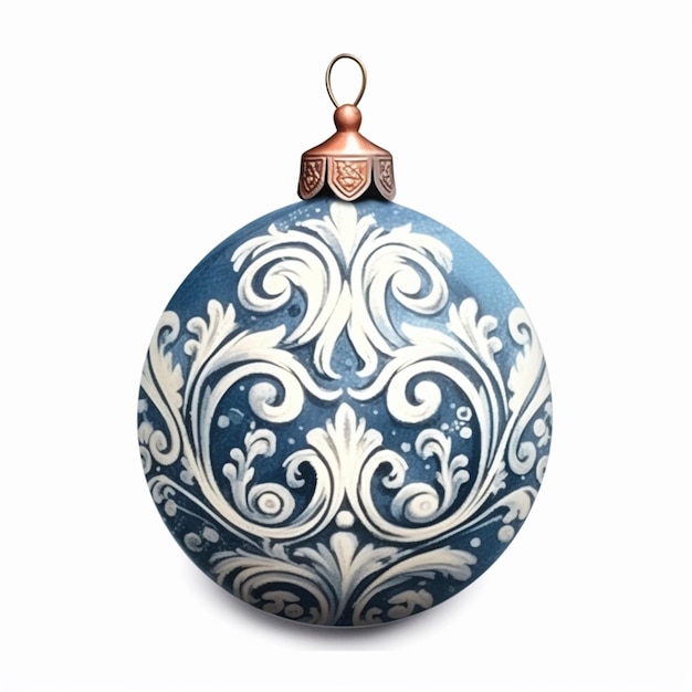 Foto a close up of a blue and white christmas ornament generative ai