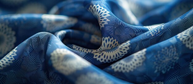 Close Up of Blue and White Fabric