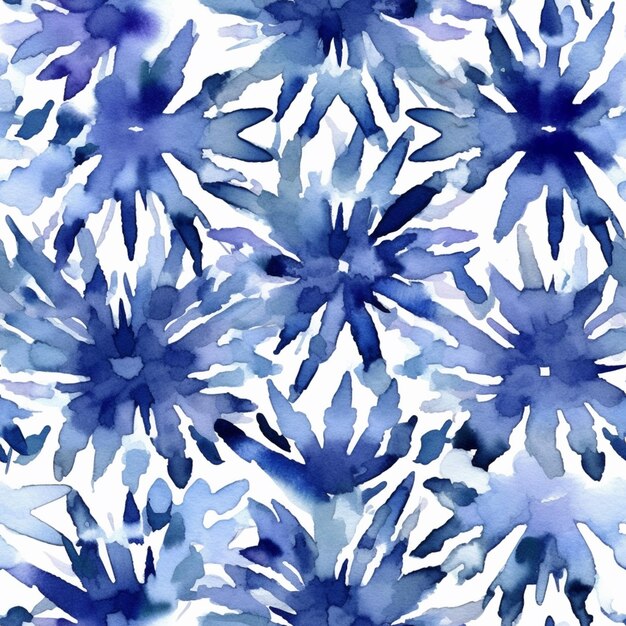 Photo a close up of a blue and white flower pattern on a white background generative ai