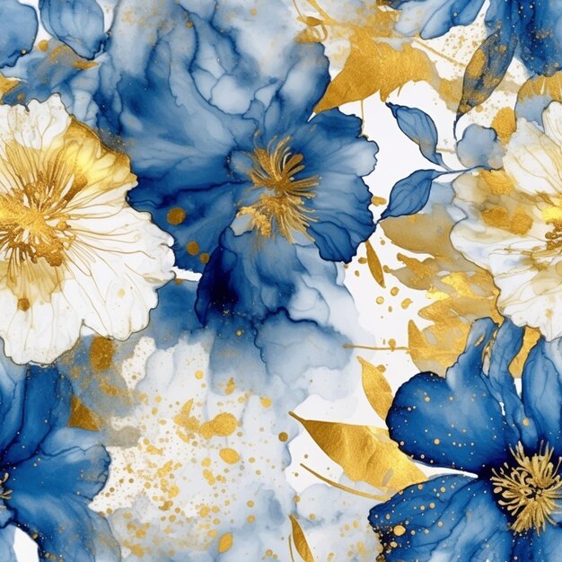 A close up of a blue and white flower on a white background generative ai