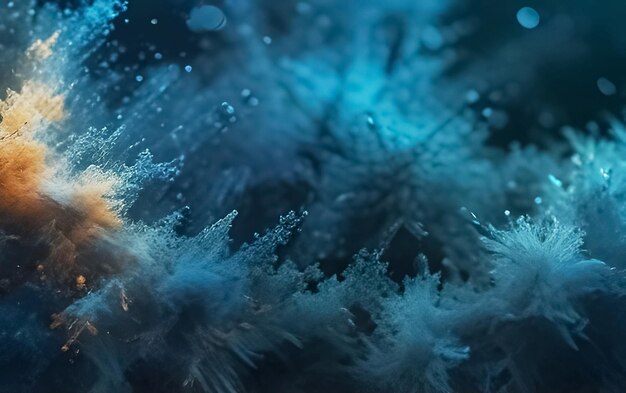 Photo a close up of a blue and white ice