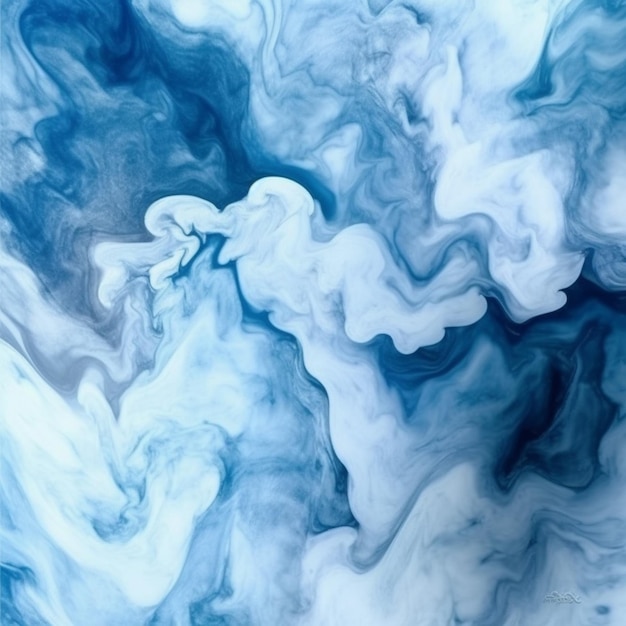 a close up of a blue and white liquid painting generative ai