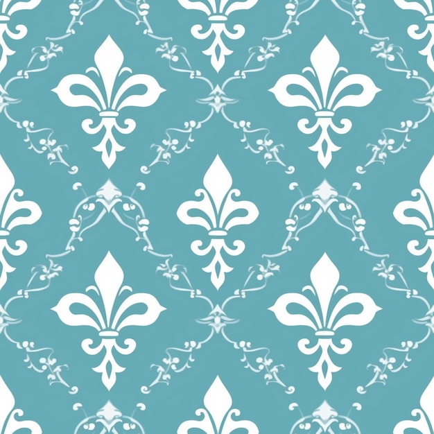 Photo a close up of a blue and white pattern with a fleur de lis generative ai