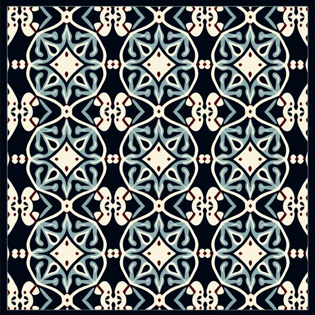 a close up of a blue and white rug with a pattern generative ai