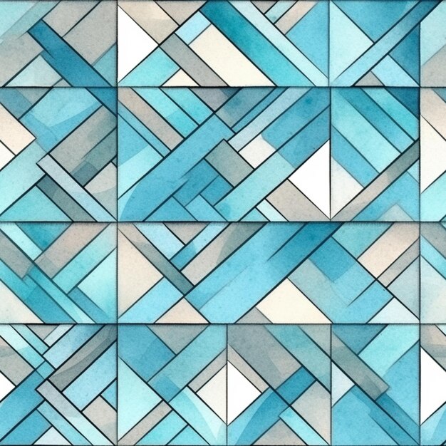 A close up of a blue and white tiled wall with a pattern generative ai