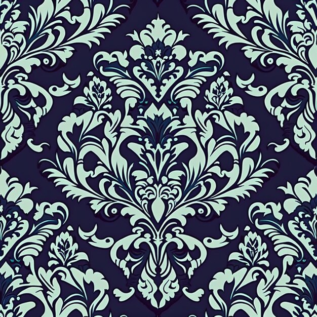 a close up of a blue and white wallpaper with a pattern generative ai