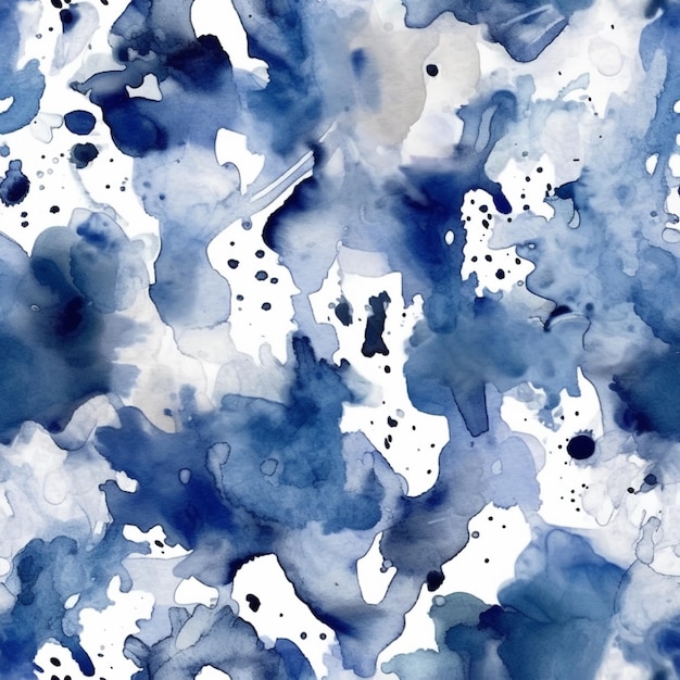 구름 생성 ai의 파란색과 흰색 수채화 그림의 클로즈업