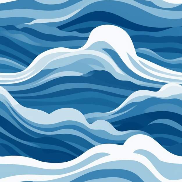 Photo a close up of a blue and white wave pattern with a white background generative ai