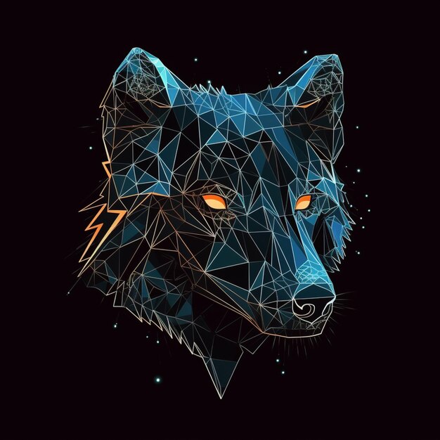 Photo a close up of a blue wolf head on a black background generative ai