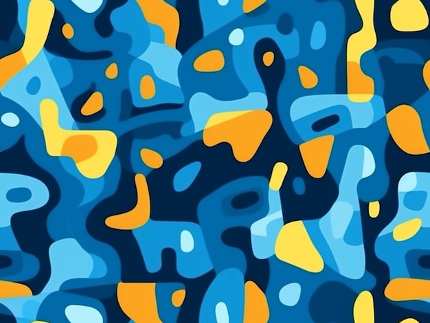 Photo a close up of a blue and yellow abstract pattern generative ai
