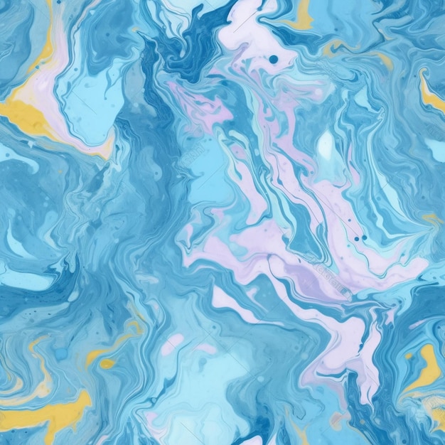 A close up of a blue and yellow marble pattern generative ai