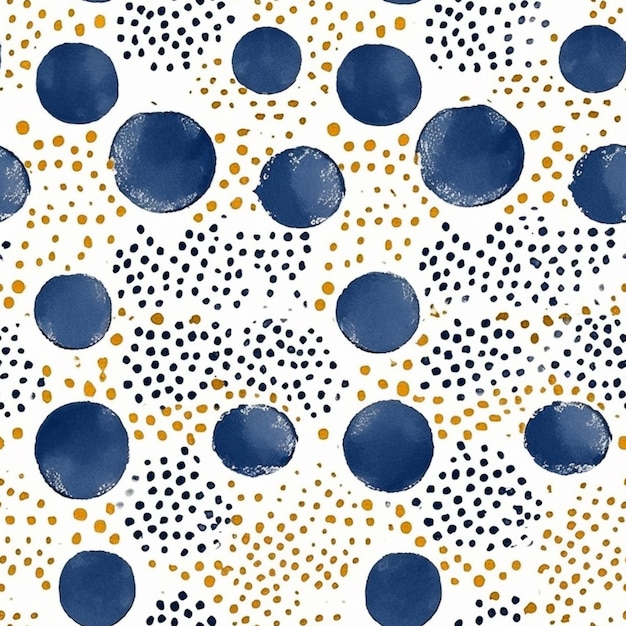 파란색과 노란색 폴카 도트 패턴 생성 ai의 클로즈업