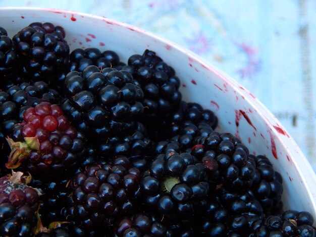 Photo close-up of blueberries in bowl