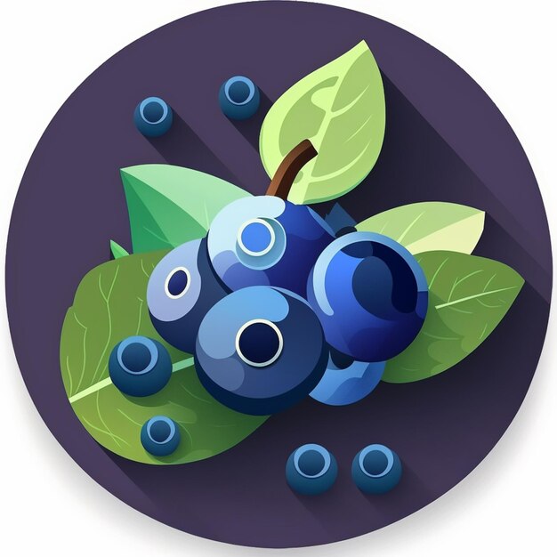 Photo a close up of a blueberry with leaves and berries on a purple background generative ai