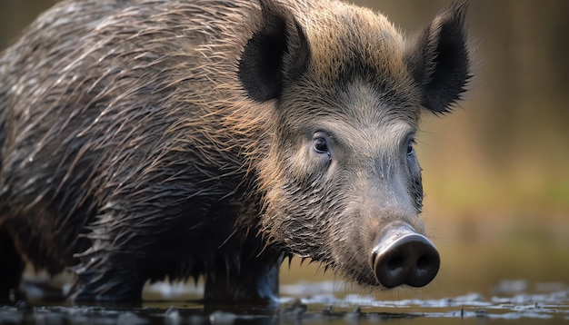 A close up of a boar