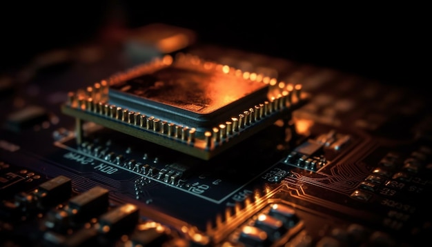 Foto close-up di una scheda close-up della scheda di circuito di computer scheda di circuiti elettronici