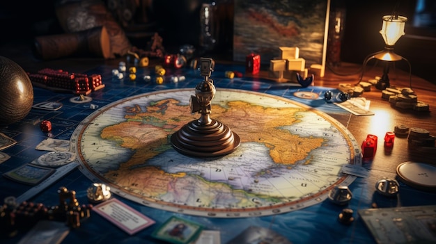 Close Up of Board Game With Red Bottle
