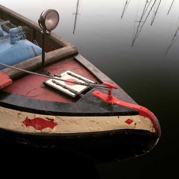 Close-up of boats in water