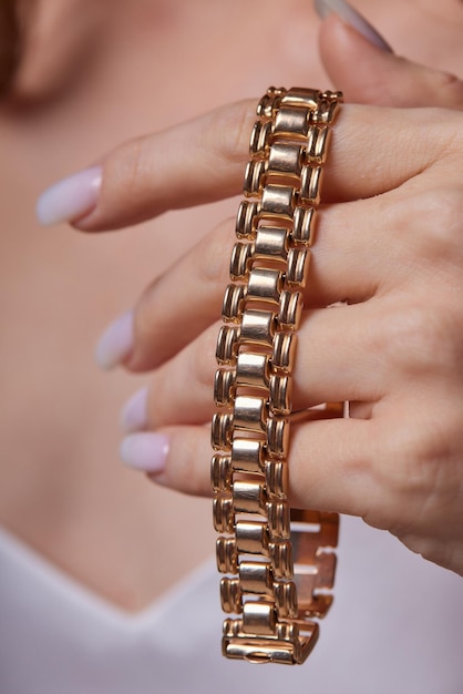 Close up of boho styled woman with silver jewelry