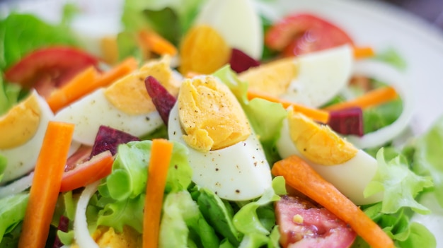 Close-up of boiled egg salad