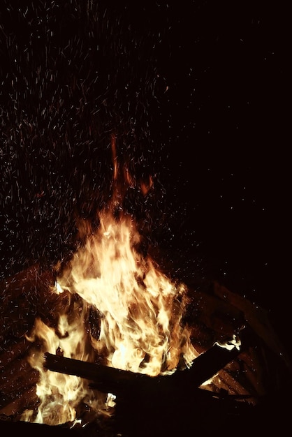 Close-up of bonfire at night